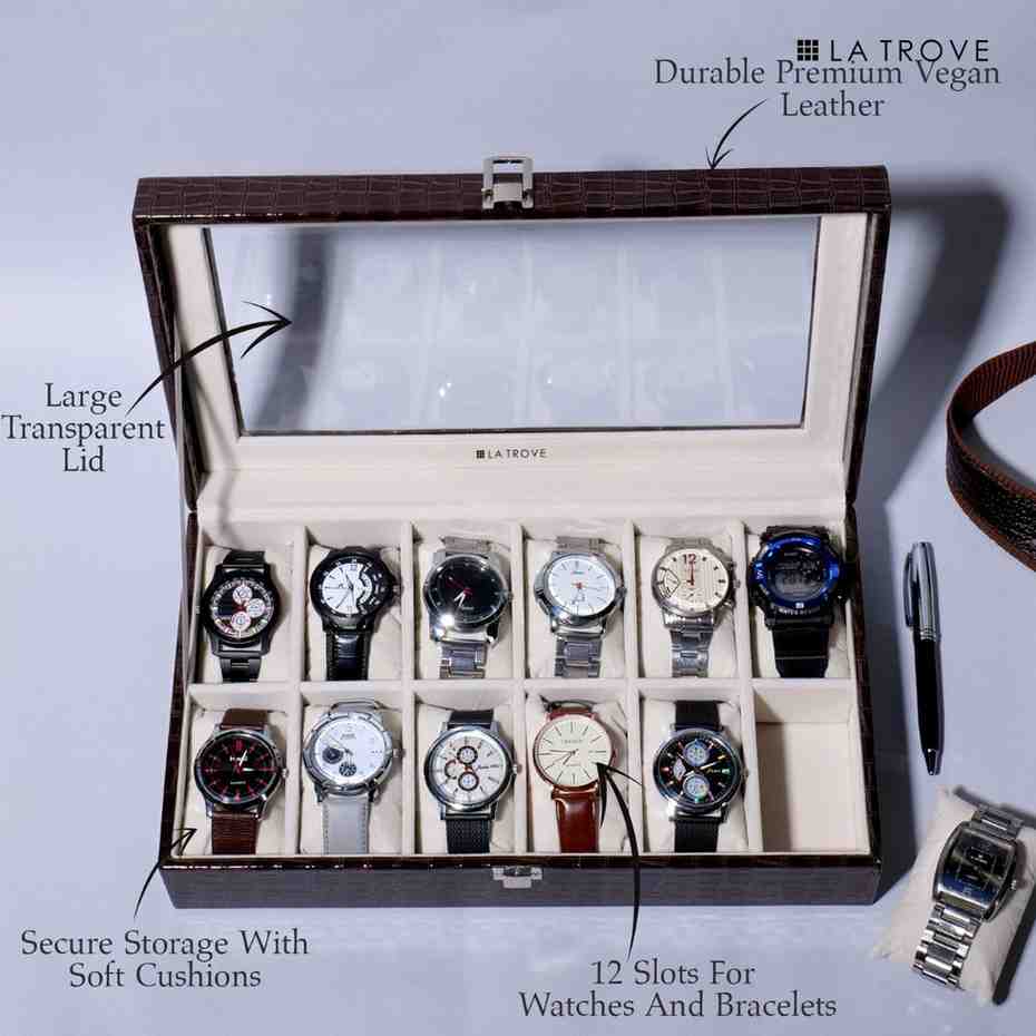 12 Slot Watch Box ( With Glass Top)