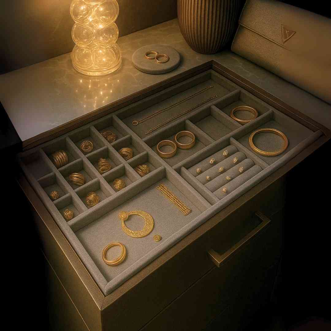 TBT Set of 4 Suede Drawer Jewelry Organizer Trays