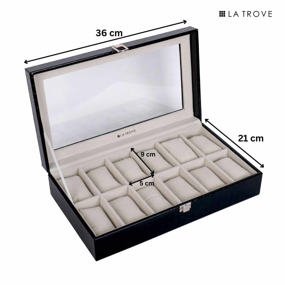 12 Slot Watch Box ( With Glass Top)