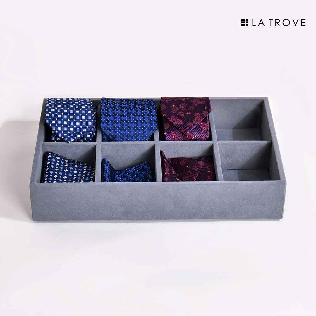 8 Slot Tie & Pocket Square Tray