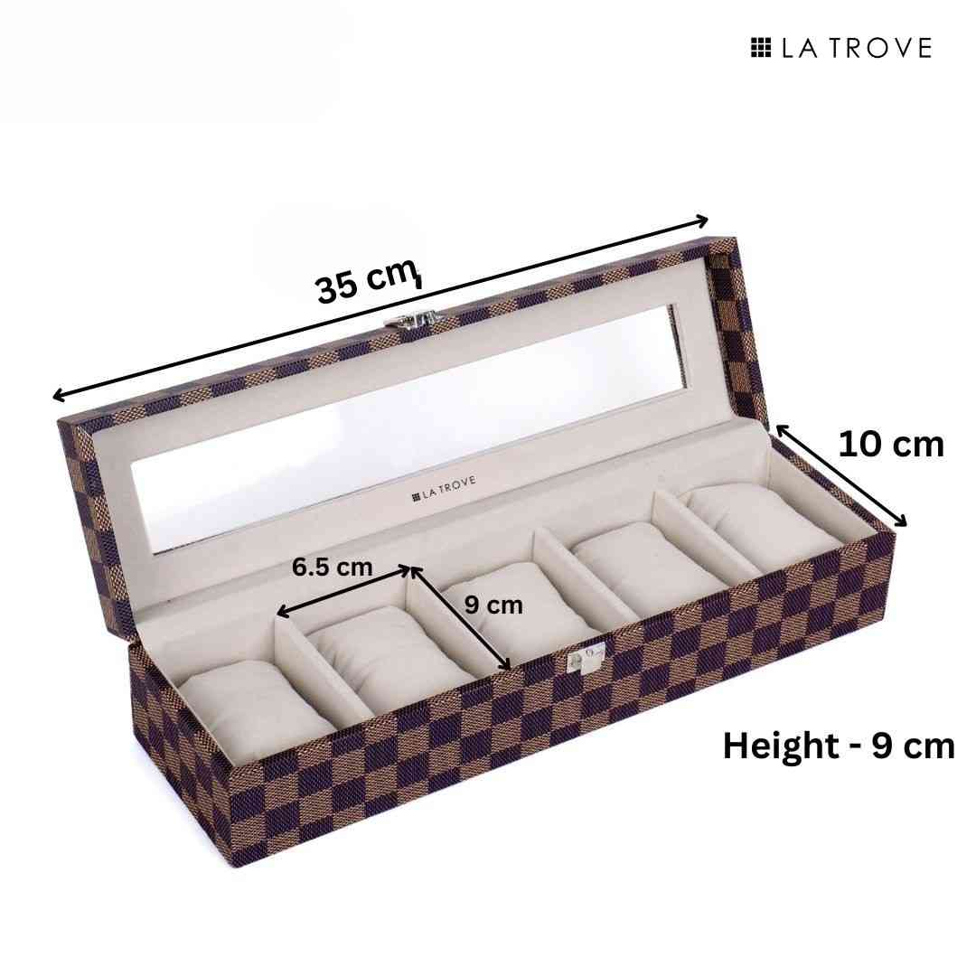5 Slot Watch Box (With Glass Top)
