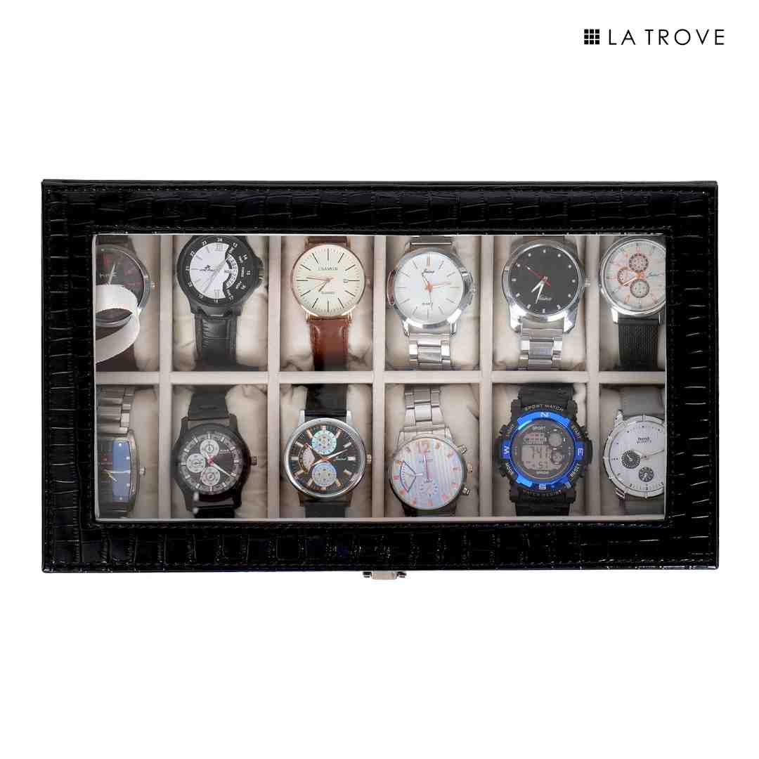 12 Slot Watch Box ( With Glass Top)