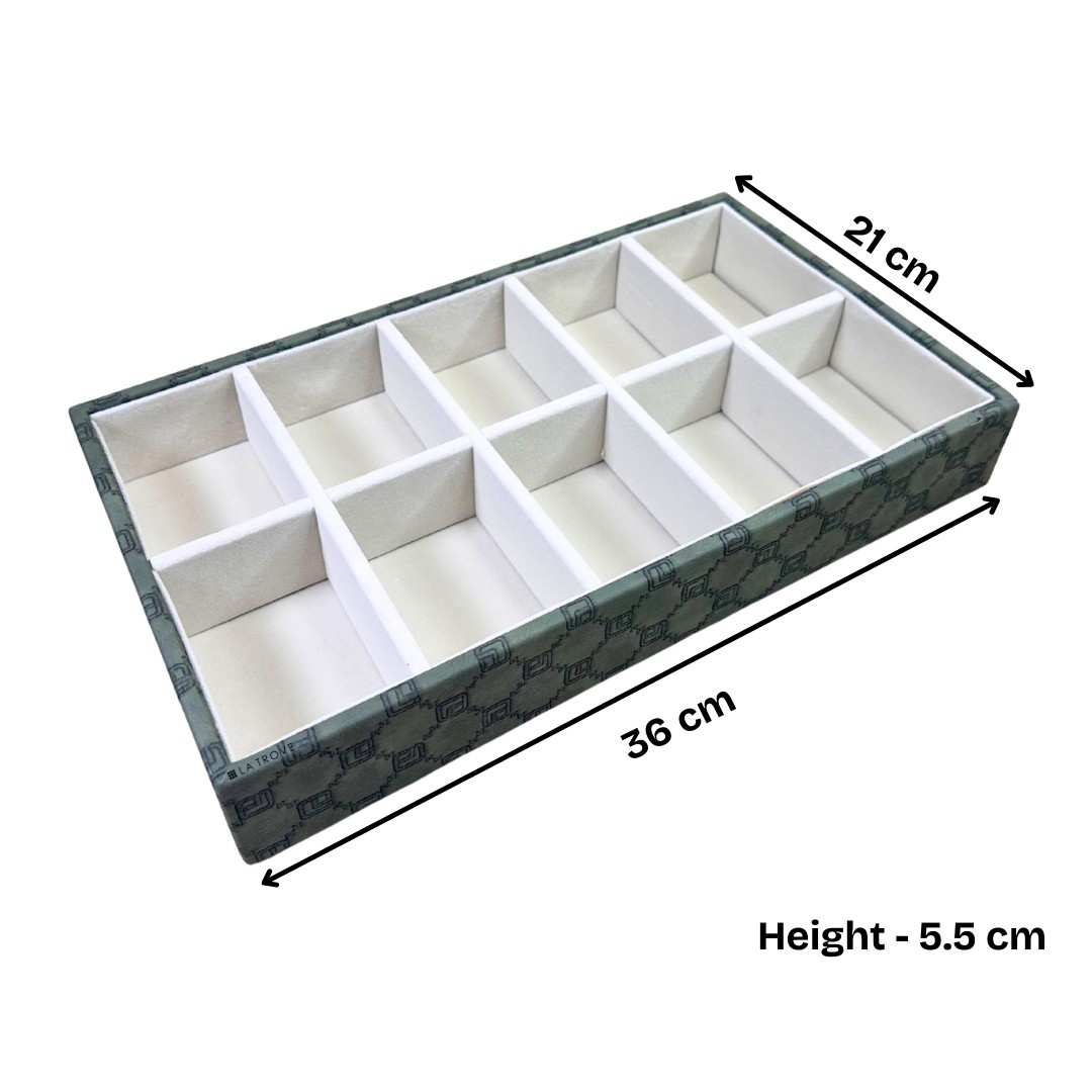 Designer 10-Slot Tie & Pocket Square Organiser Tray