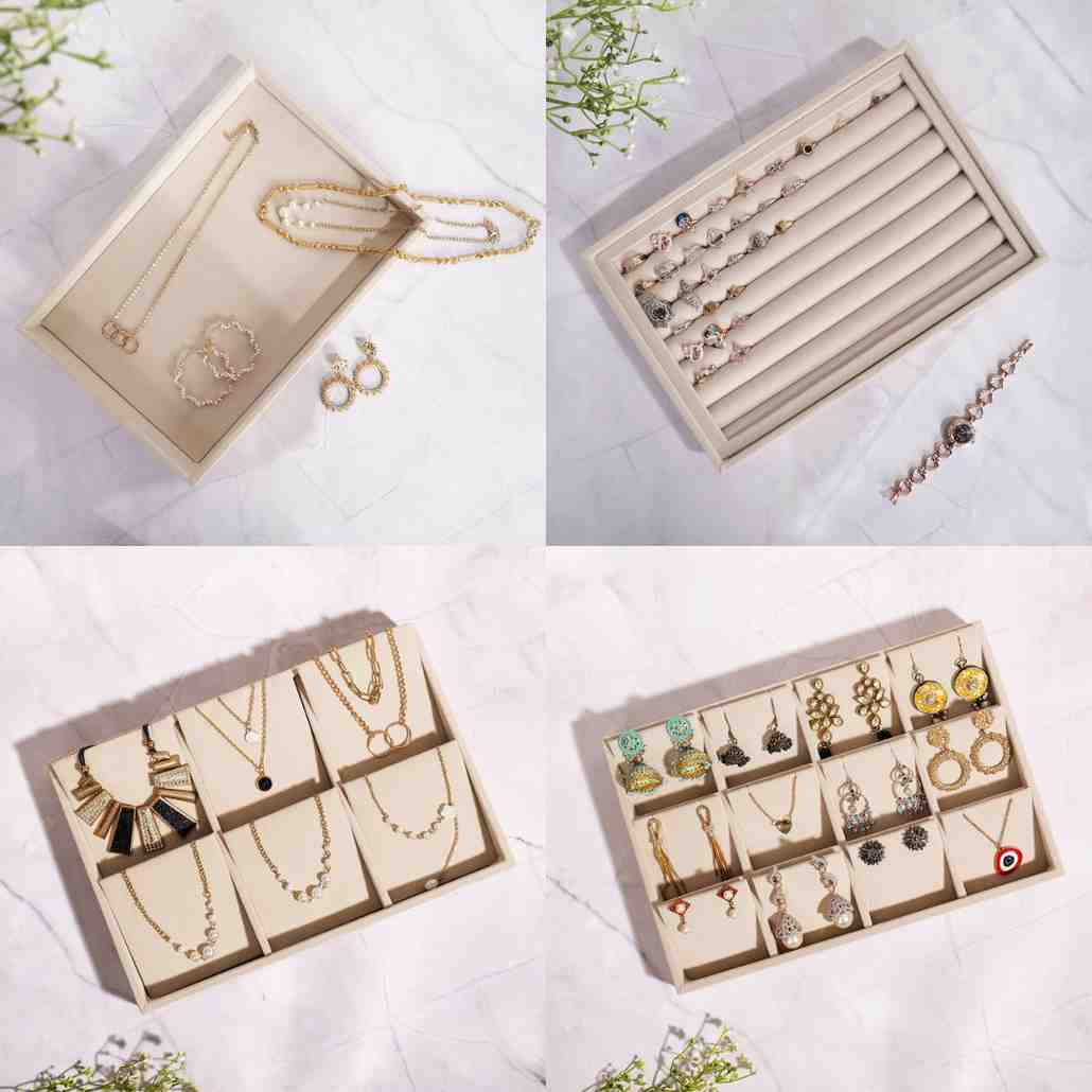 Luxury Velvet Jewellery Tray Set – 4-in-1