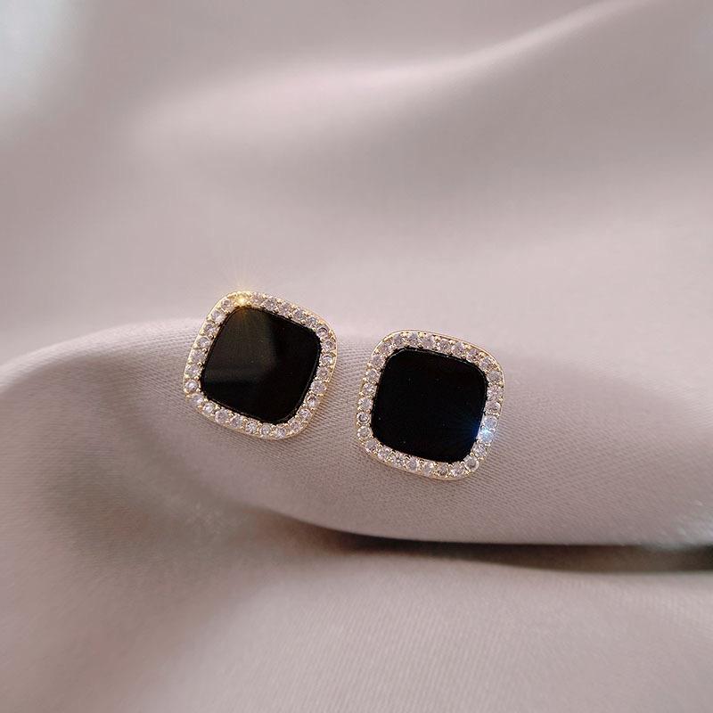 Zircon Black Stud Earrings by La Trove – Bold Elegant Crystal Studs.