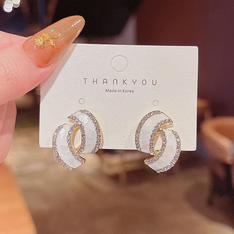White Stone Studded Earrings