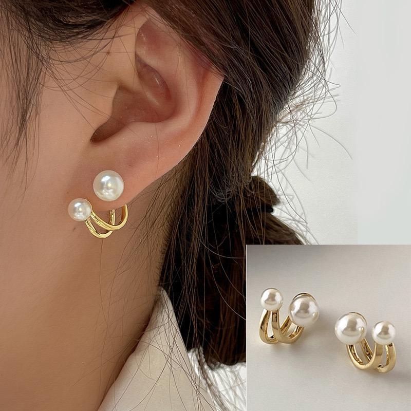 Dual Pearl Stud Earrings – Elegant Everyday Jewelry by La Trove.