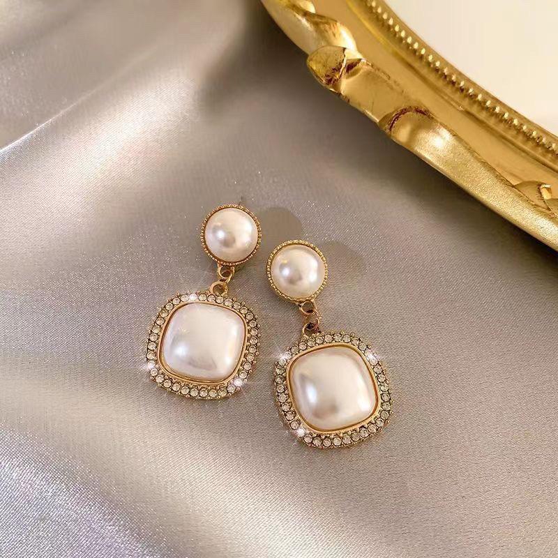 Studded Square Drop Earrings for Women.