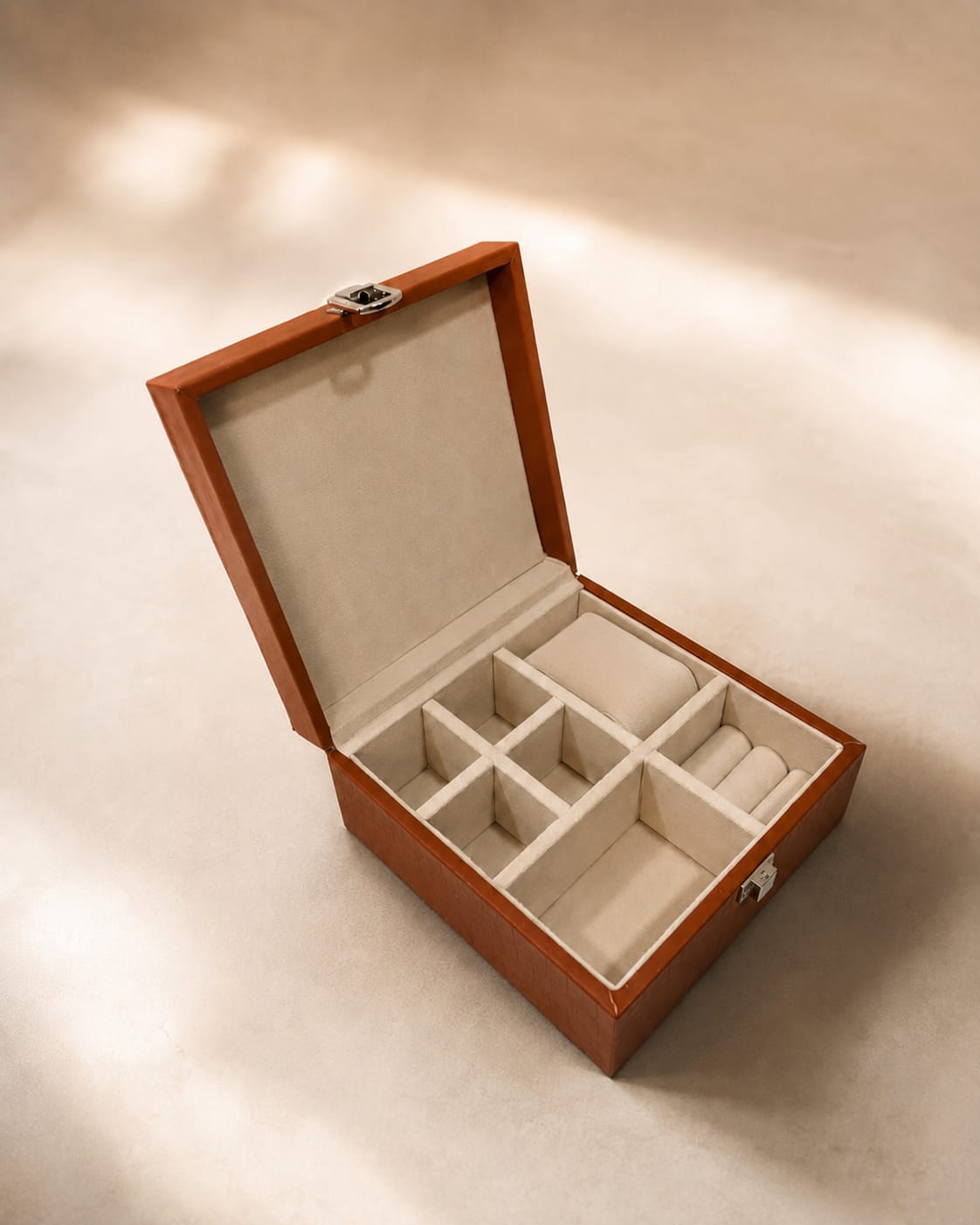 Brown Velvet Jewellery & Watch Organizer Box