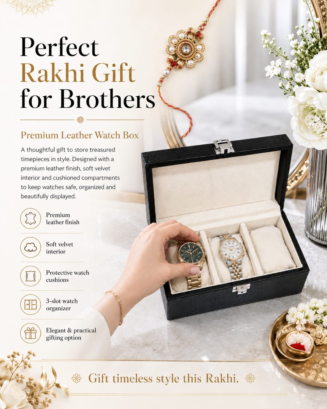 3 Slot Watch Box Organizer