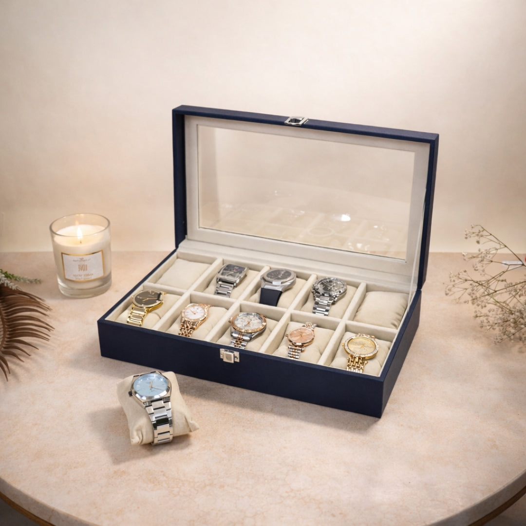 TBT 10 Slot Watch Box With Glass Top
