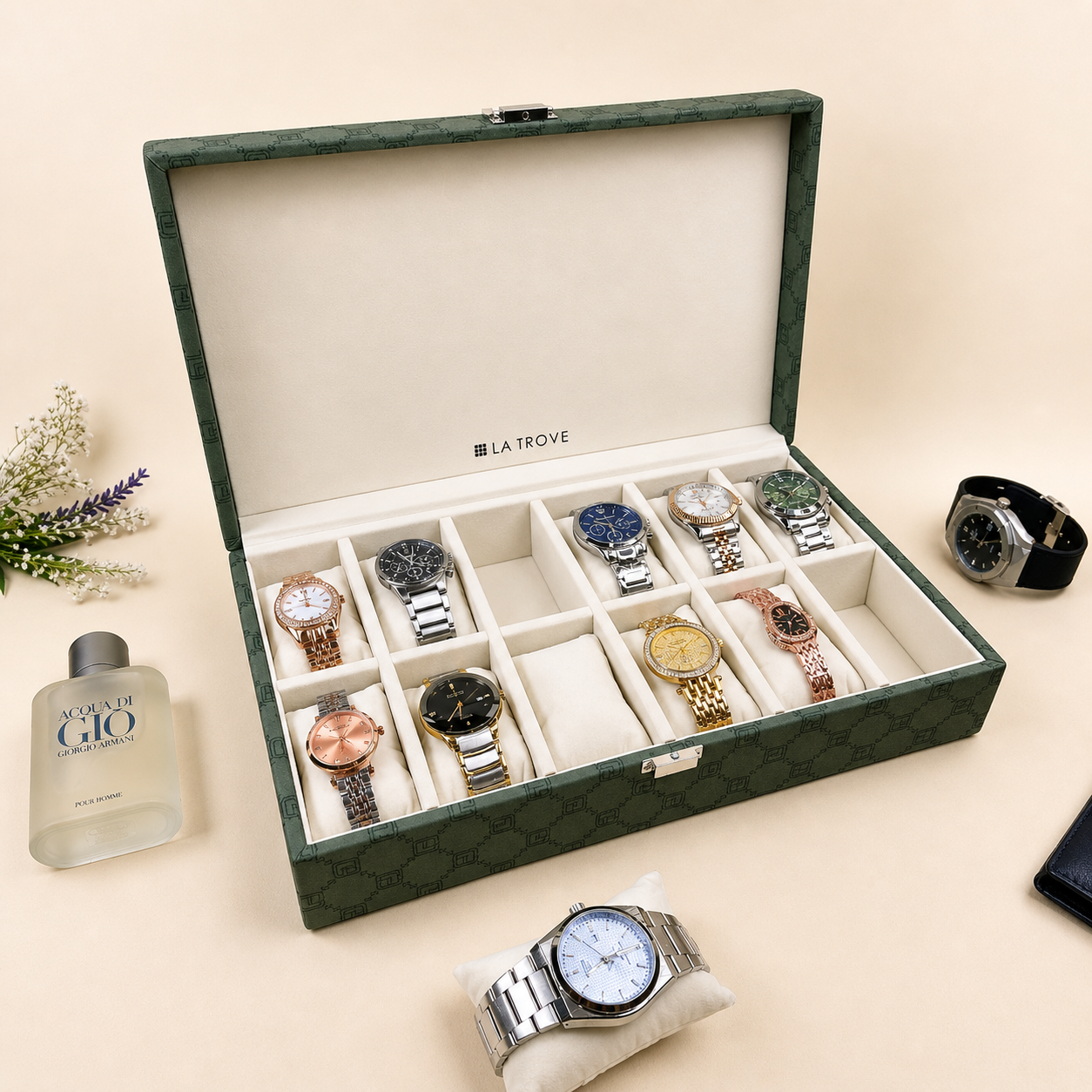 Designer 12-Slot Watch Box