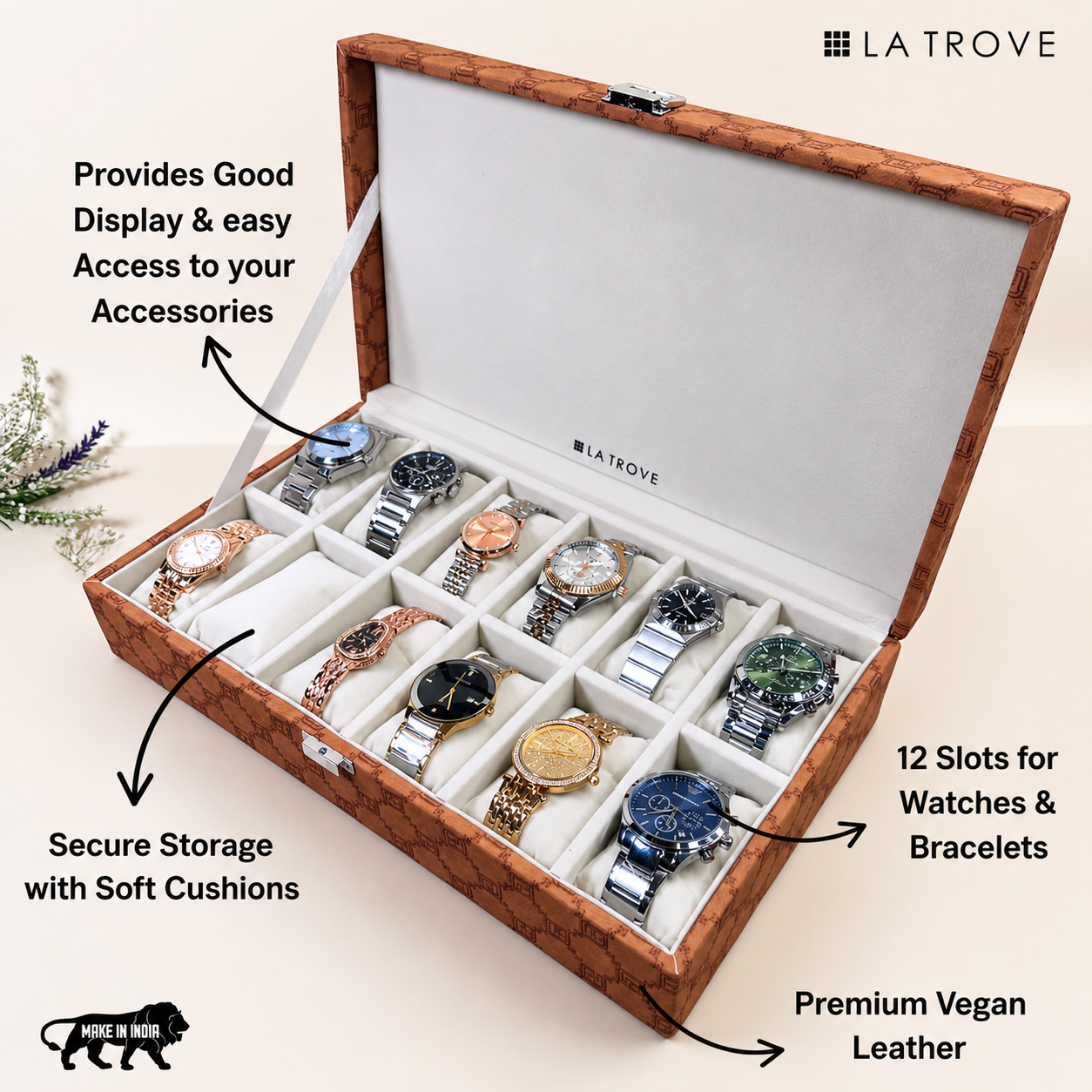 Designer 12-Slot Watch Box