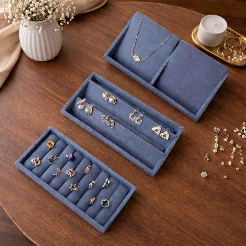 Mini Ring, 2 Necklace & Earring Tray – Compact Jewellery Organiser