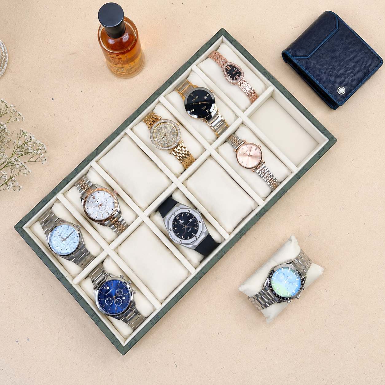 Designer 12-Slot Watch Tray