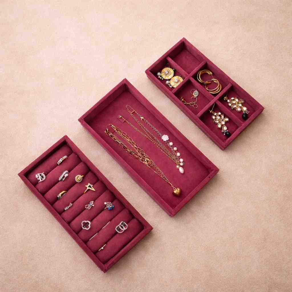 Ring, 6 Grid & Chain Jewellery Tray Organizer