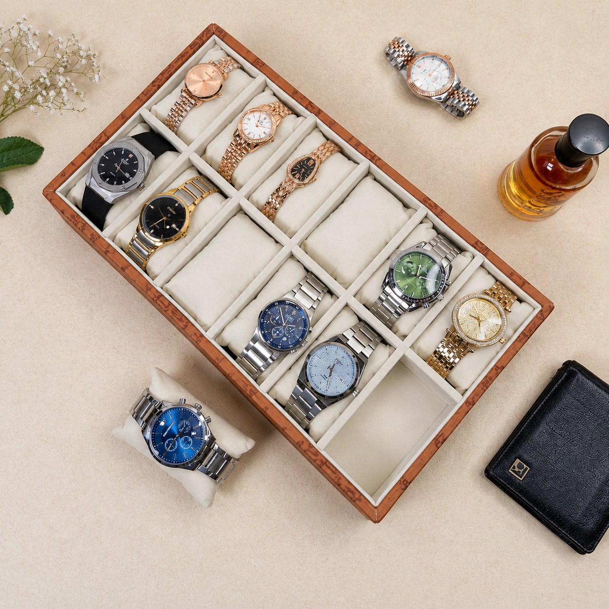 Designer 12-Slot Watch Tray