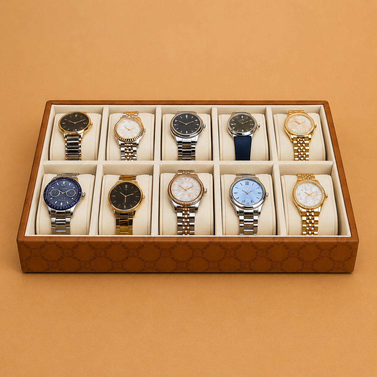 Designer 10-Slot Watch Tray