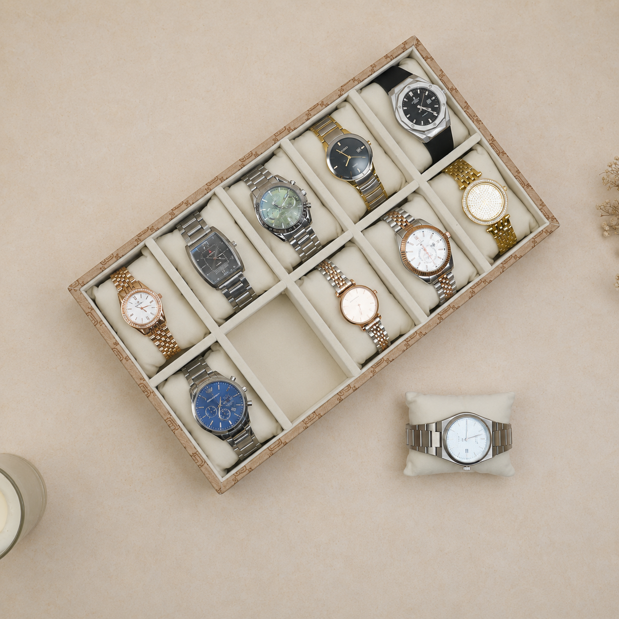 Designer 10-Slot Watch Tray