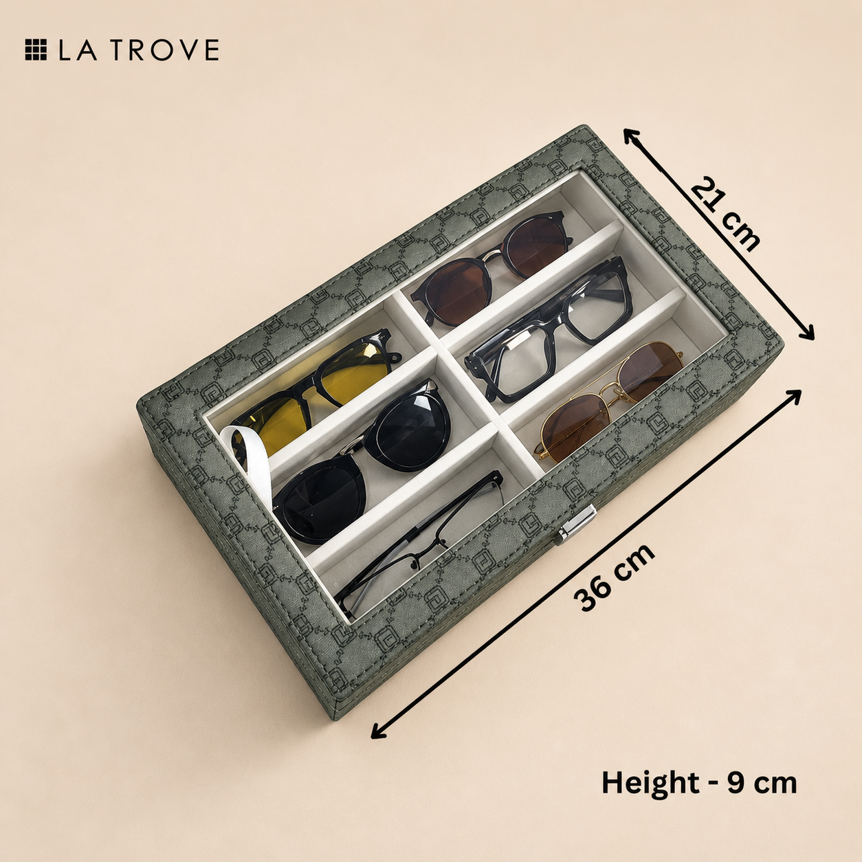 Designer 6 Slot Sunglass Organiser Box With Glass Top
