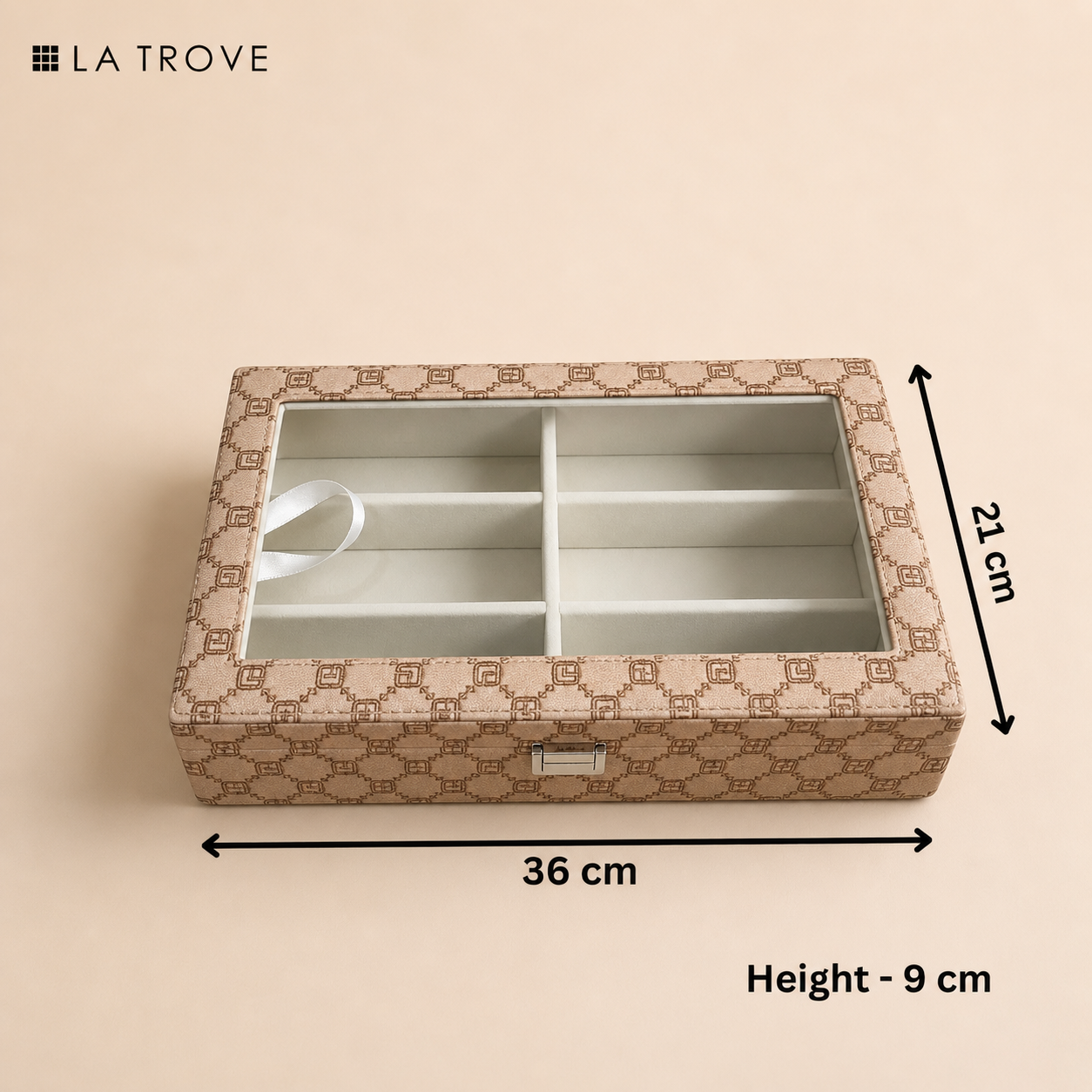 Designer 6 Slot Sunglass Organiser Box With Glass Top
