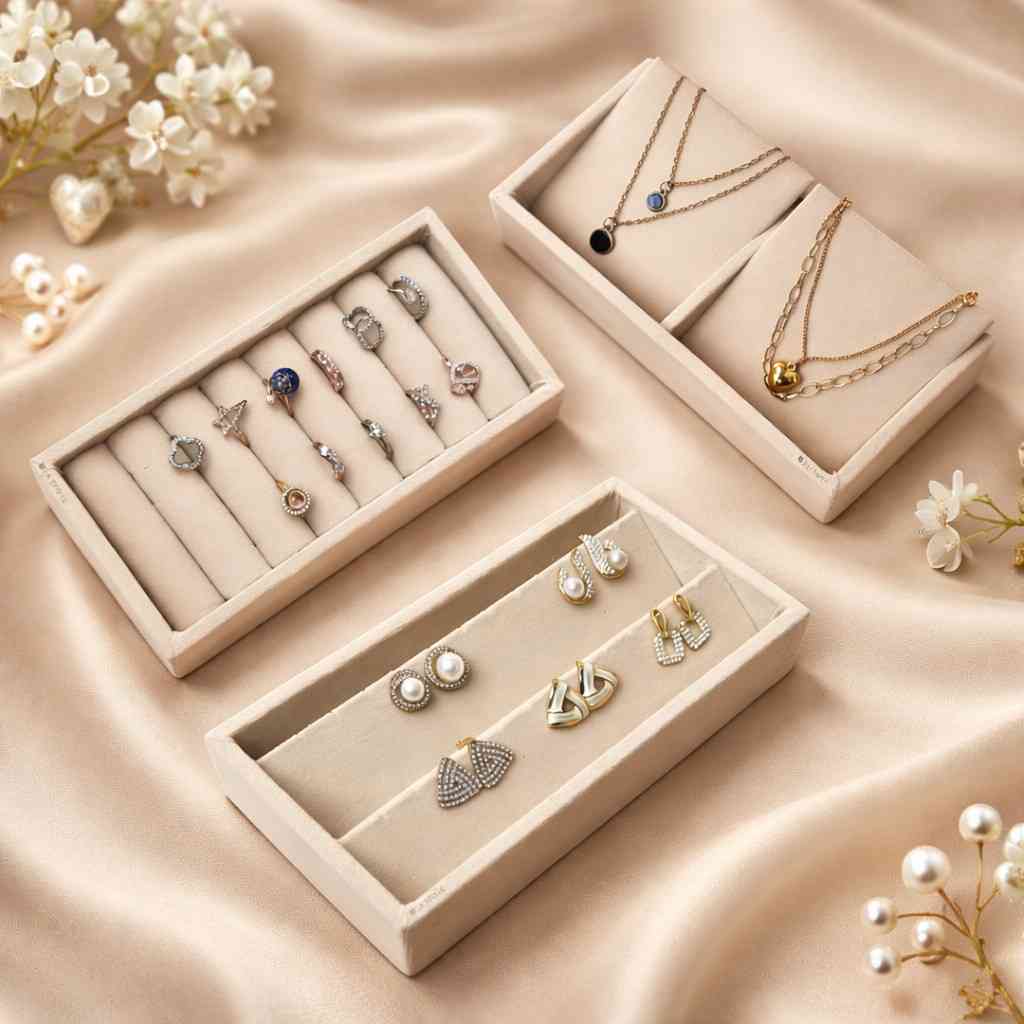 Mini Ring, 2 Necklace & Earring Tray – Compact Jewellery Organiser