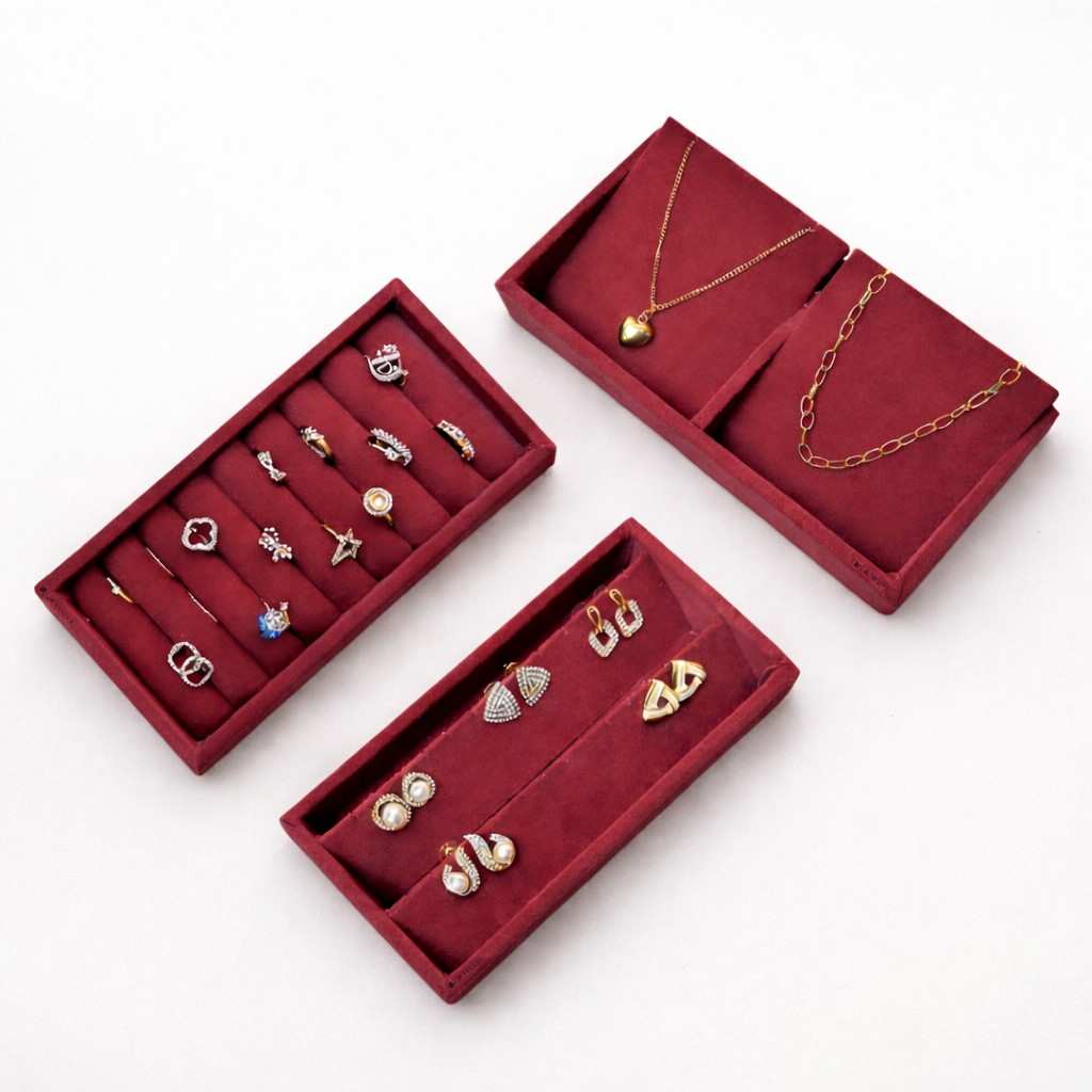 Mini Ring, 2 Necklace & Earring Tray – Compact Jewellery Organiser
