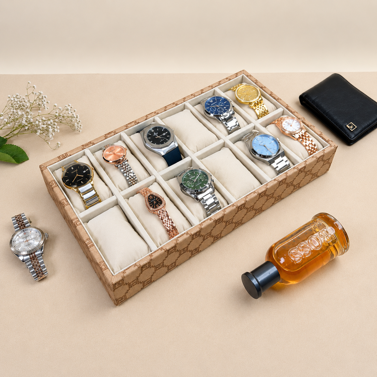 Designer 12-Slot Watch Tray