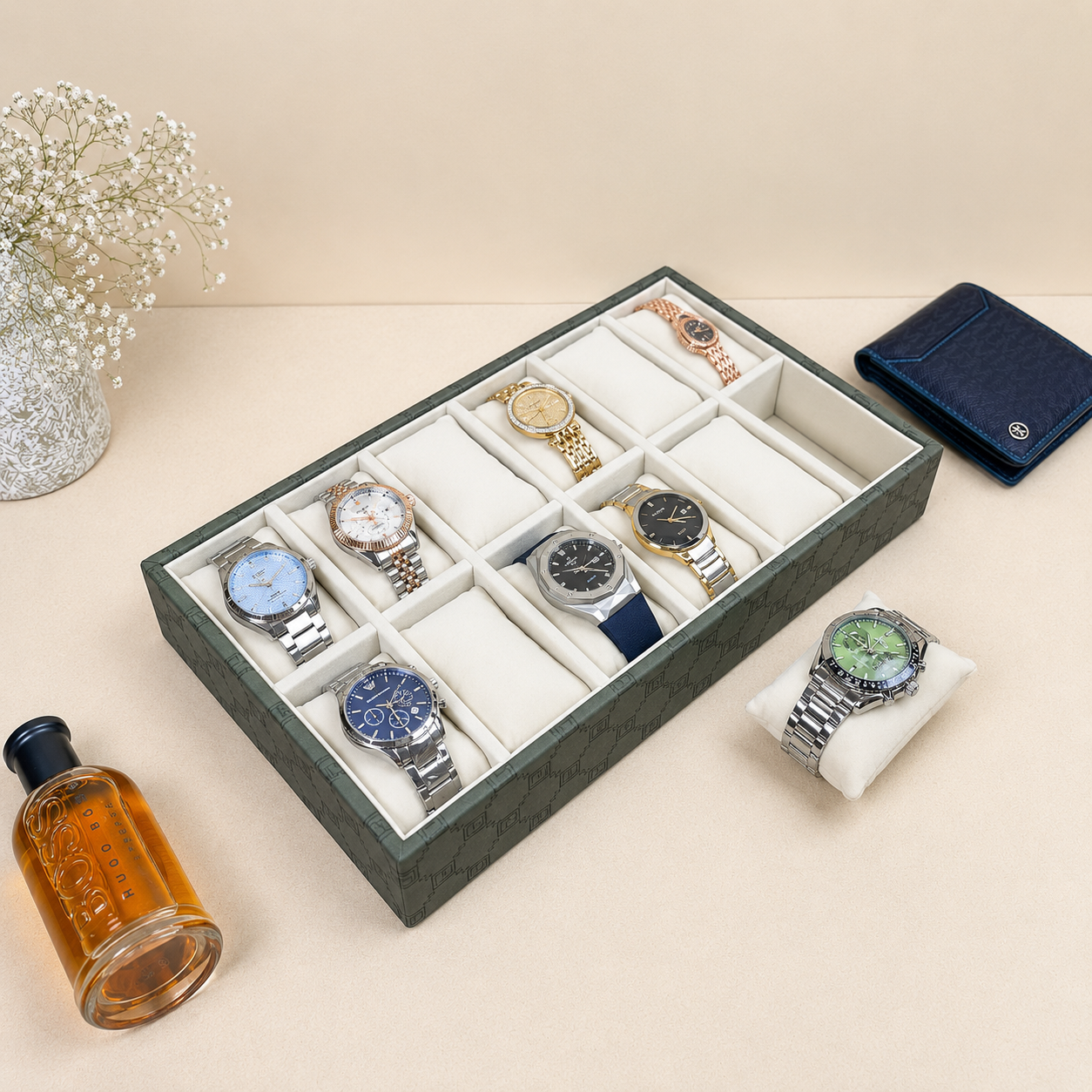 Designer 12-Slot Watch Tray
