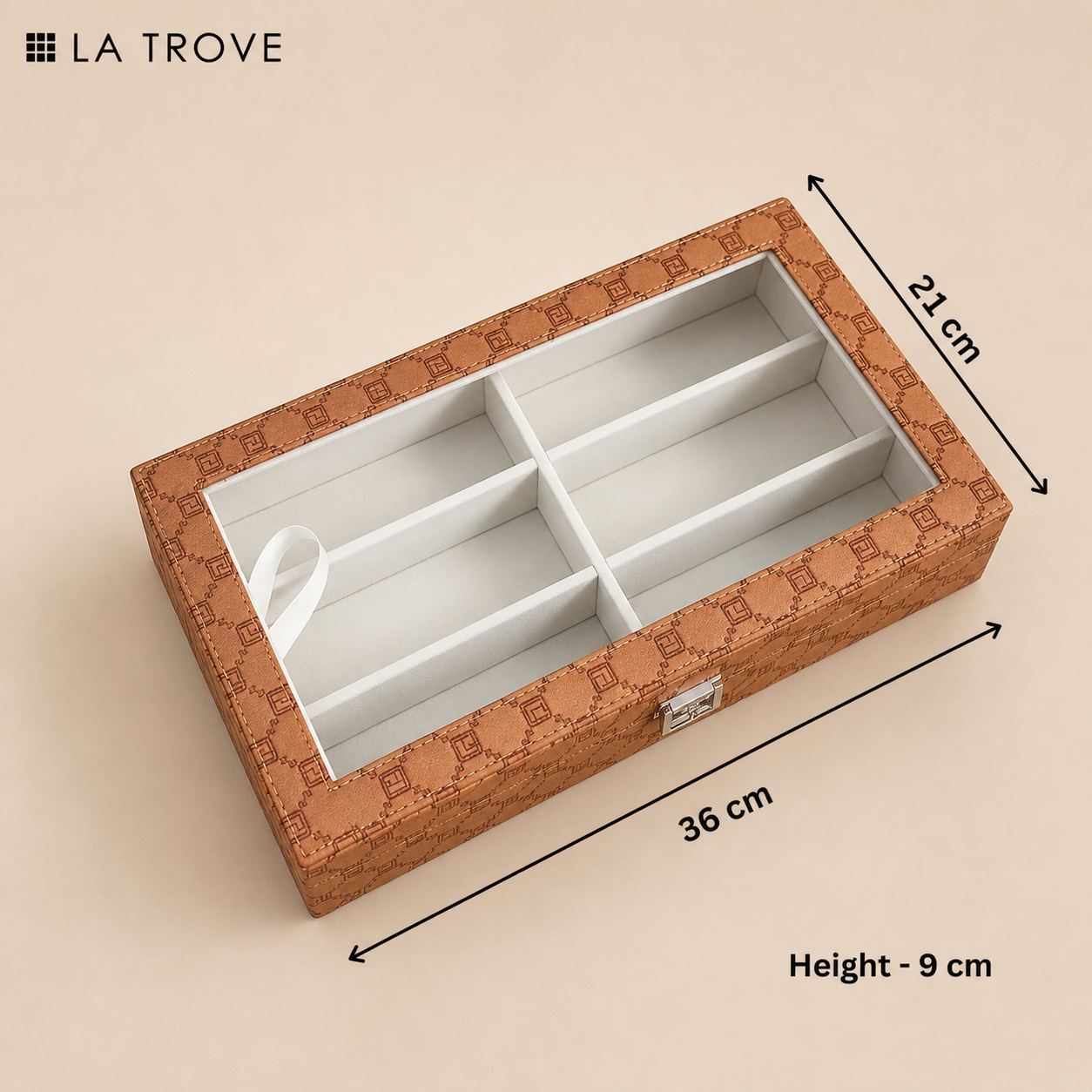 Designer 6 Slot Sunglass Organiser Box With Glass Top