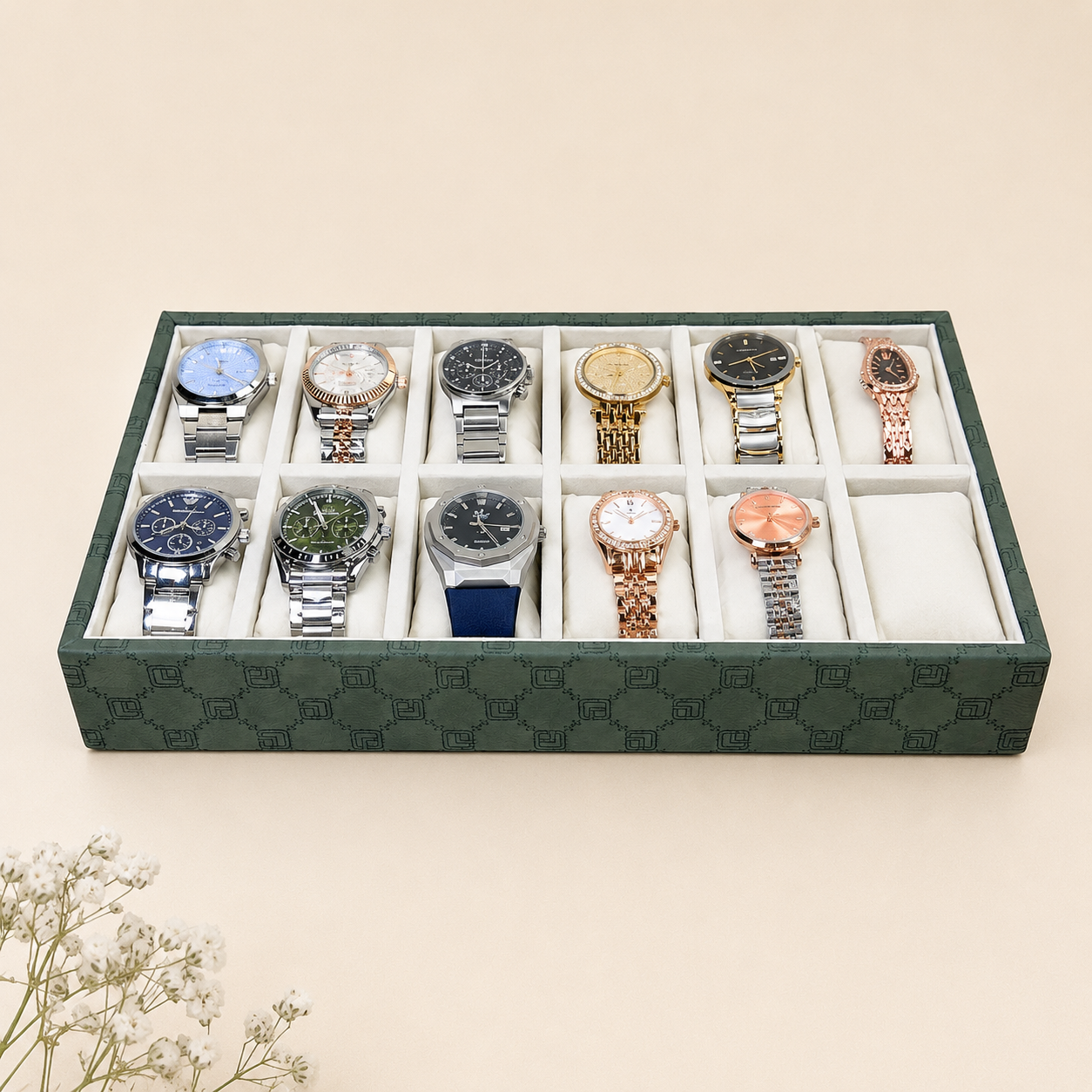 Designer 12-Slot Watch Tray