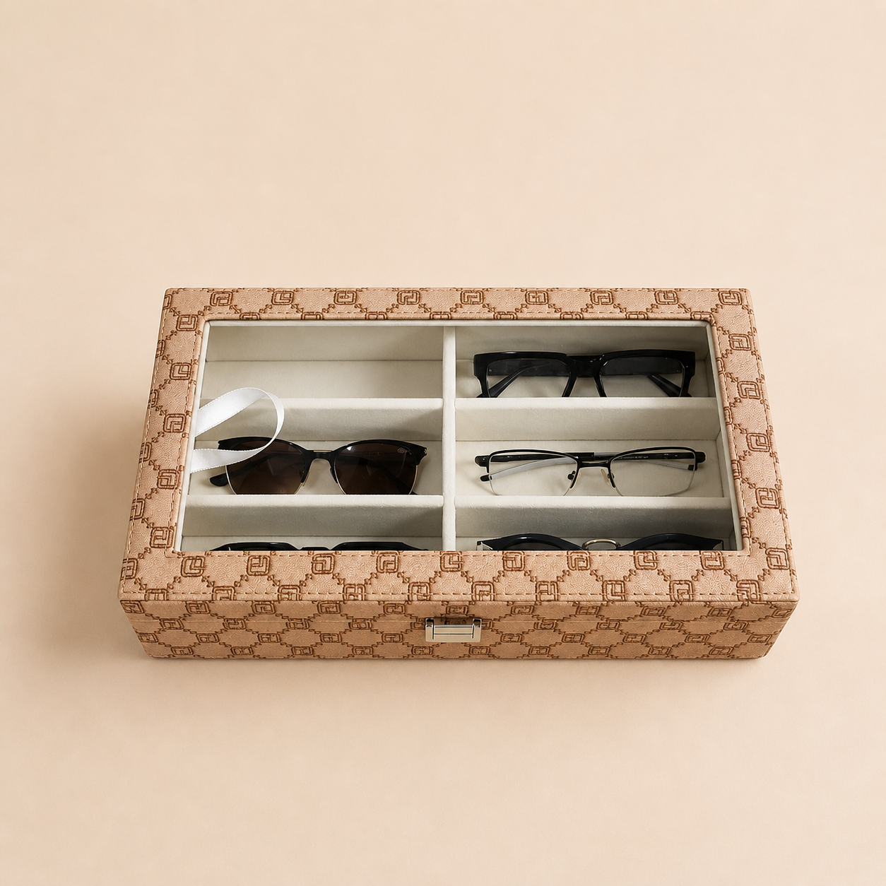Designer 6 Slot Sunglass Organiser Box With Glass Top