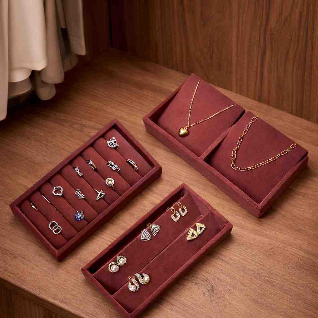 Mini Ring, 2 Necklace & Earring Tray – Compact Jewellery Organiser