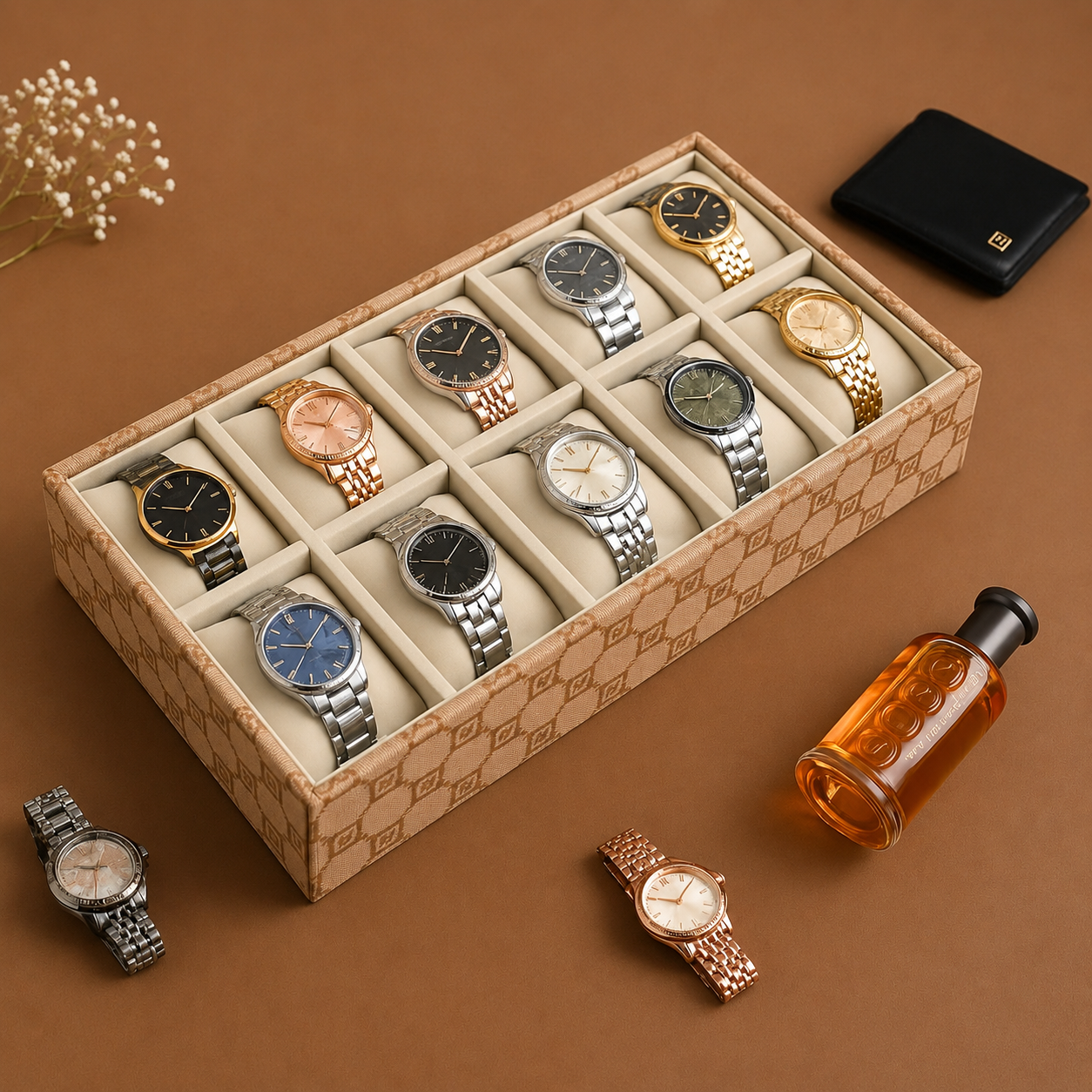Designer 10-Slot Watch Tray