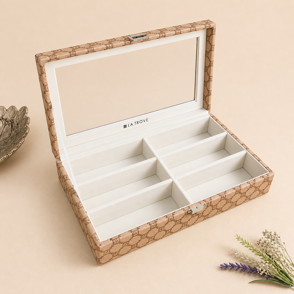 Designer 6 Slot Sunglass Organiser Box With Glass Top