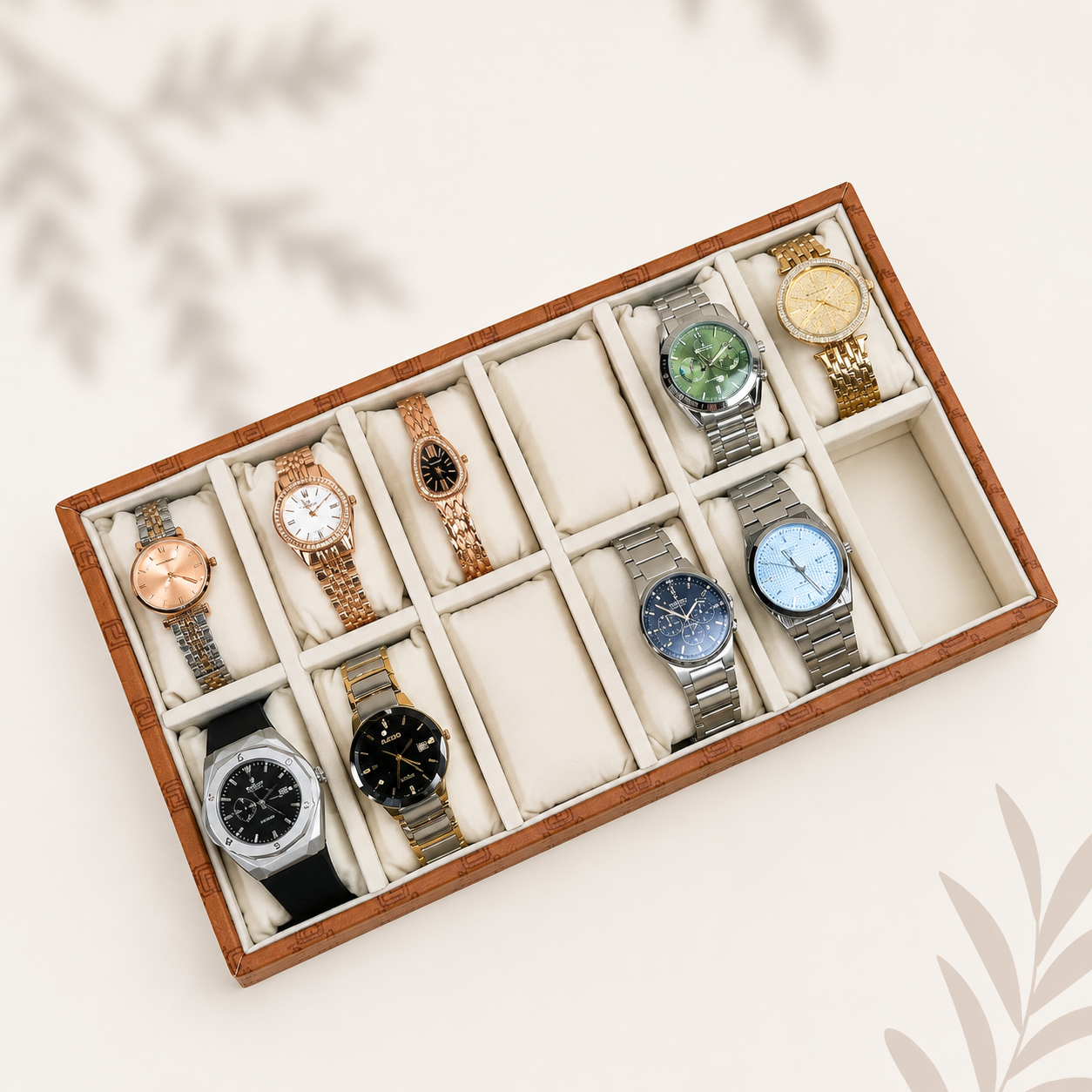 Designer 12-Slot Watch Tray