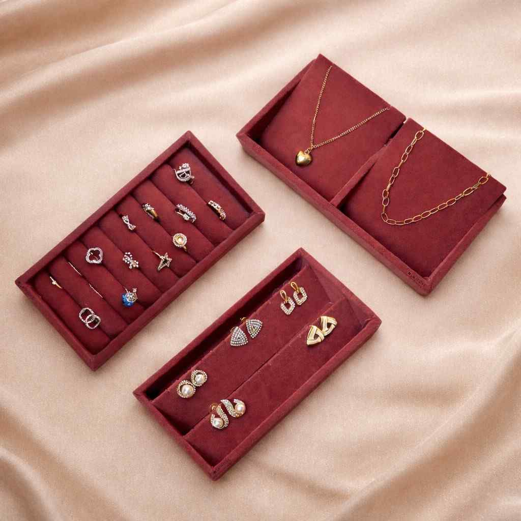 Mini Ring, 2 Necklace & Earring Tray – Compact Jewellery Organiser