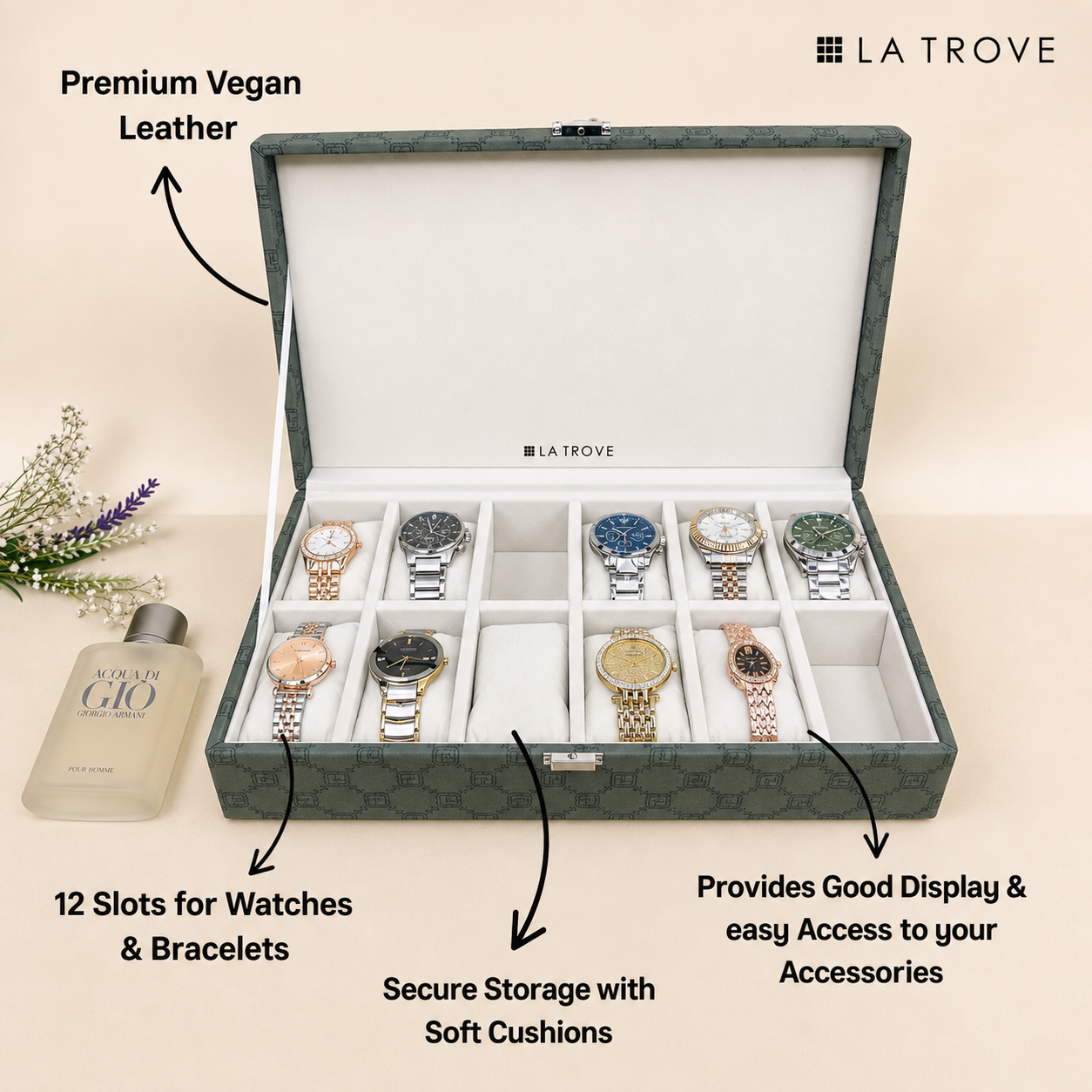 Designer 12-Slot Watch Box