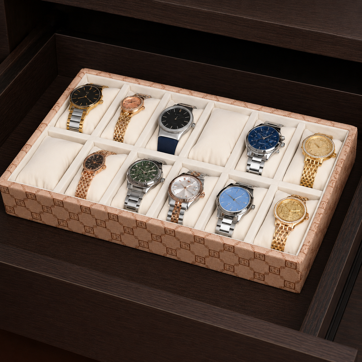 Designer 12-Slot Watch Tray