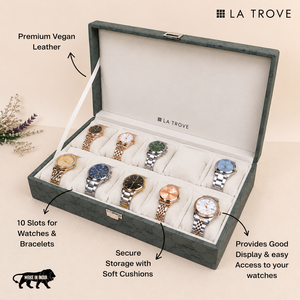 Designer 10 Slot Watch Box
