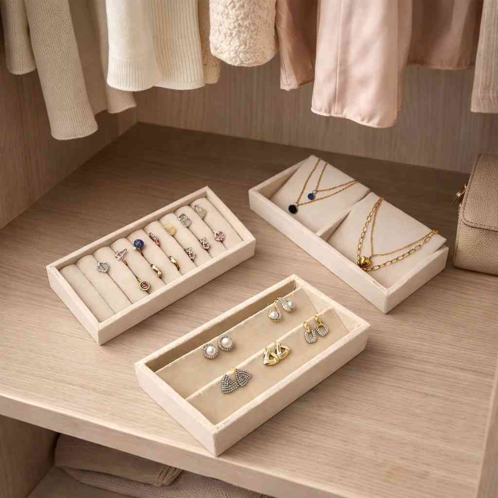 Mini Ring, 2 Necklace & Earring Tray – Compact Jewellery Organiser