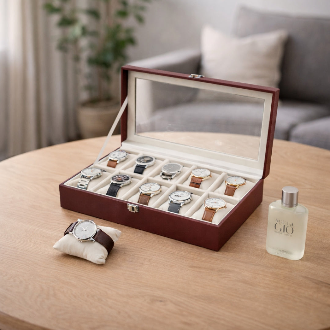 TBT 10 Slot Watch Box With Glass Top