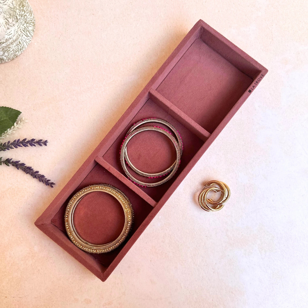 Cream 3 Slot Bangle Organizer Tray – Elegant Wardrobe Storage by La Trove.
