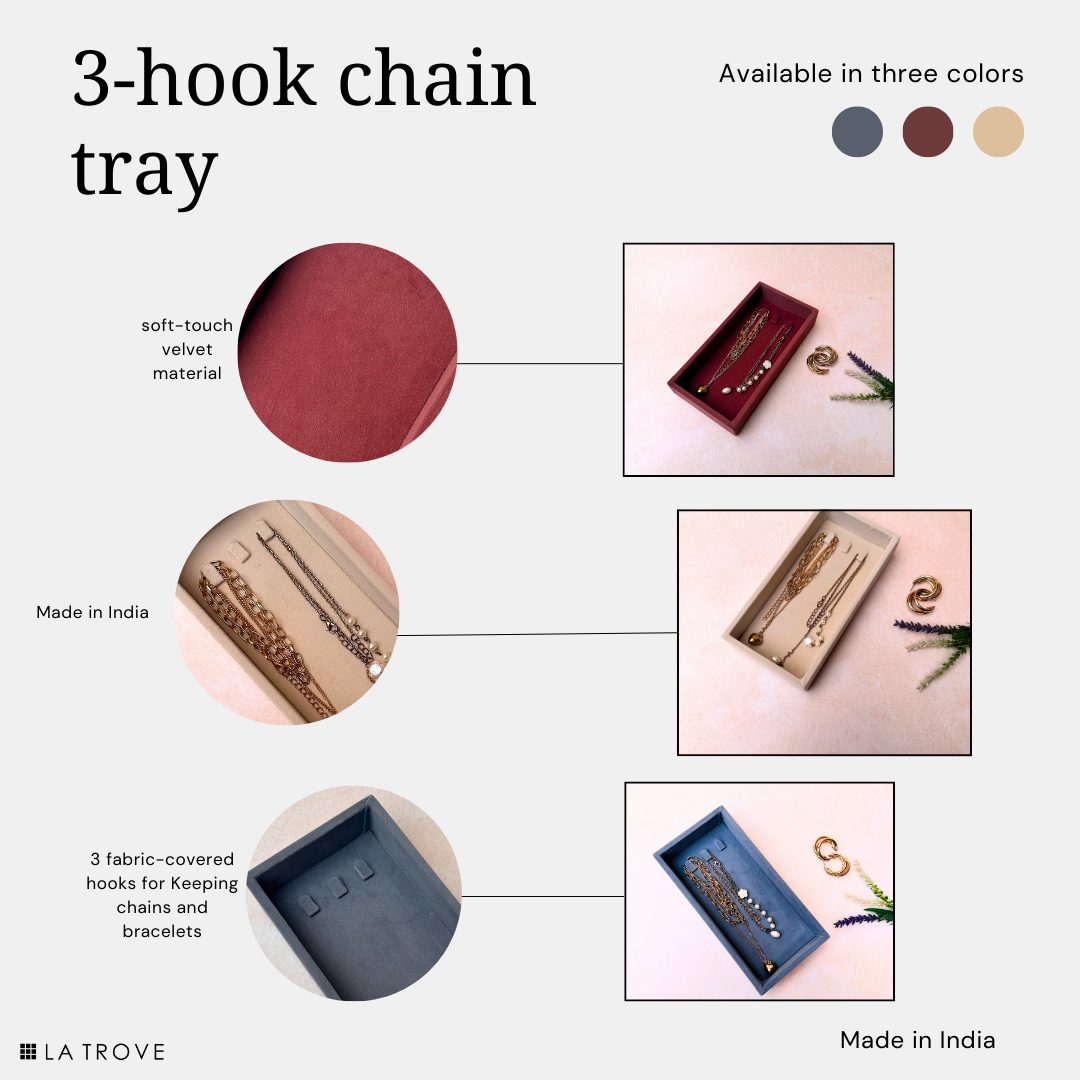 3 Hooks Chain Tray Organiser